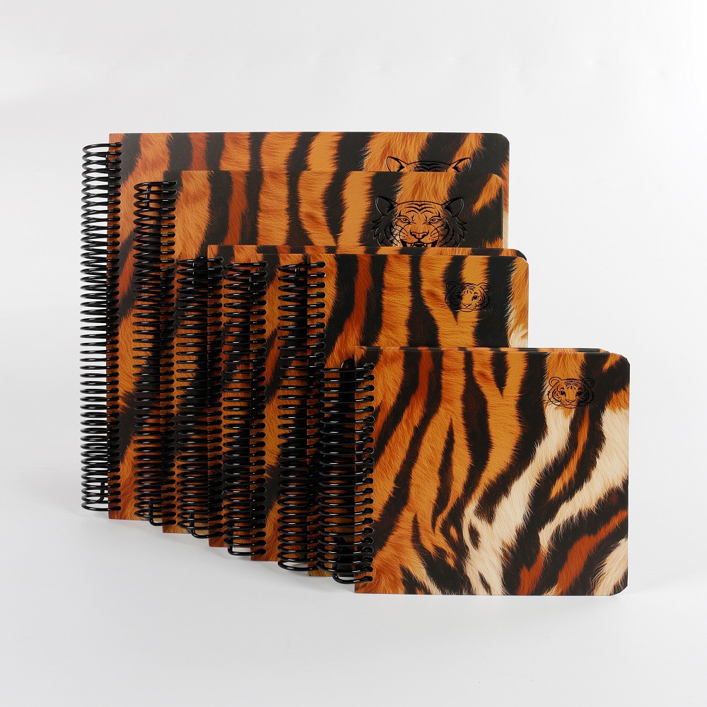 A6/A6L/A5MINI/A5/B5/A4 Spiral Gift Leopard Pattern Diary Notebook - High Quality, Thick, Complete Set Of 6 Pieces