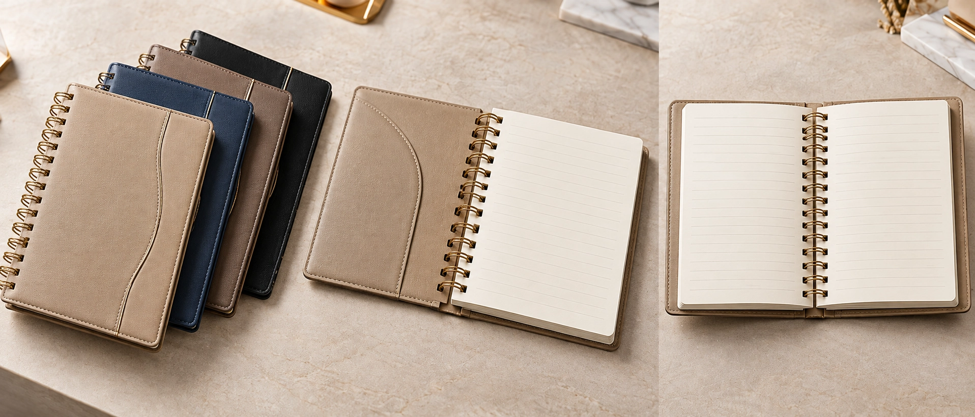 High-end leather journal cover materials showing removable covers and bound notebook sample fitting check High-end leather journal cover materials showing removable covers and bound notebook sample fitting check