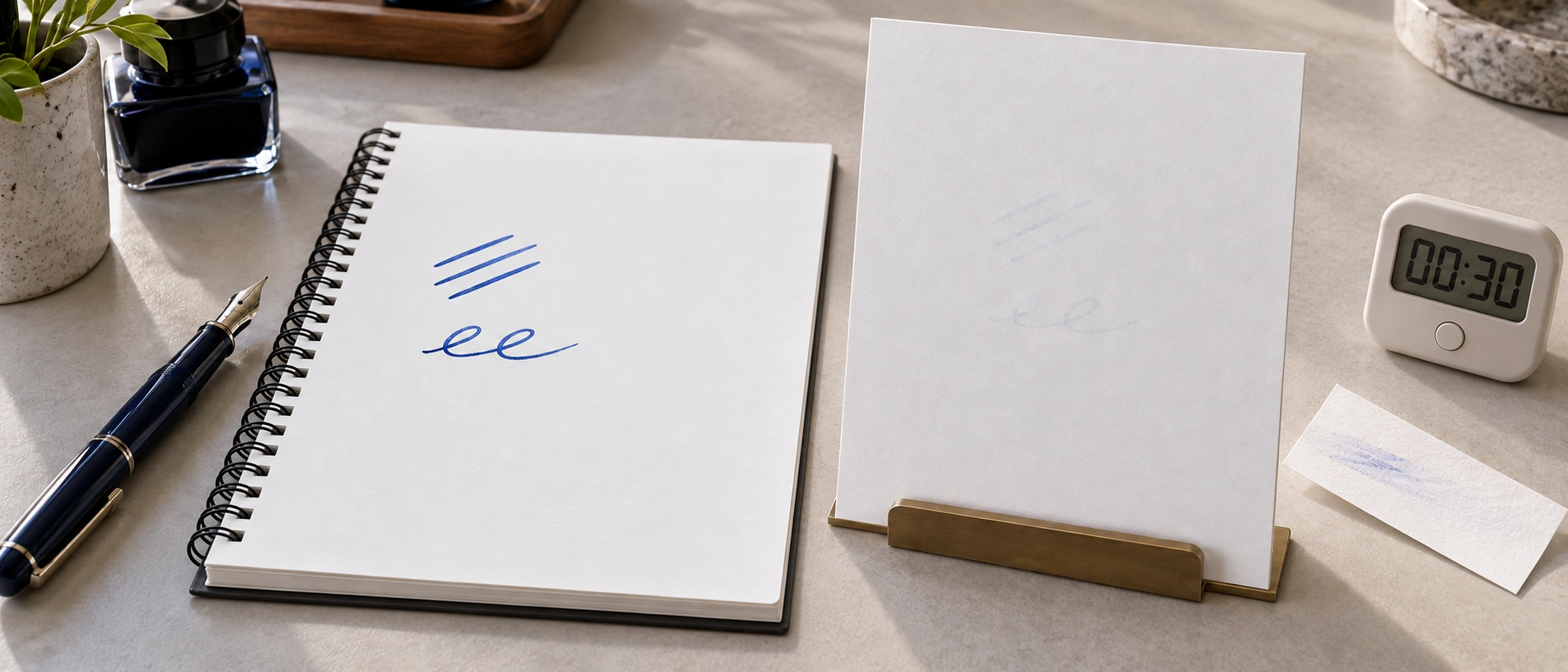 Fountain pen ink testing on 100 gsm woodfree paper for light luxury A5 notebooks evaluating bleed-through feathering and drying time Fountain pen ink testing on 100 gsm woodfree paper for light luxury A5 notebooks evaluating bleed-through feathering and drying time
