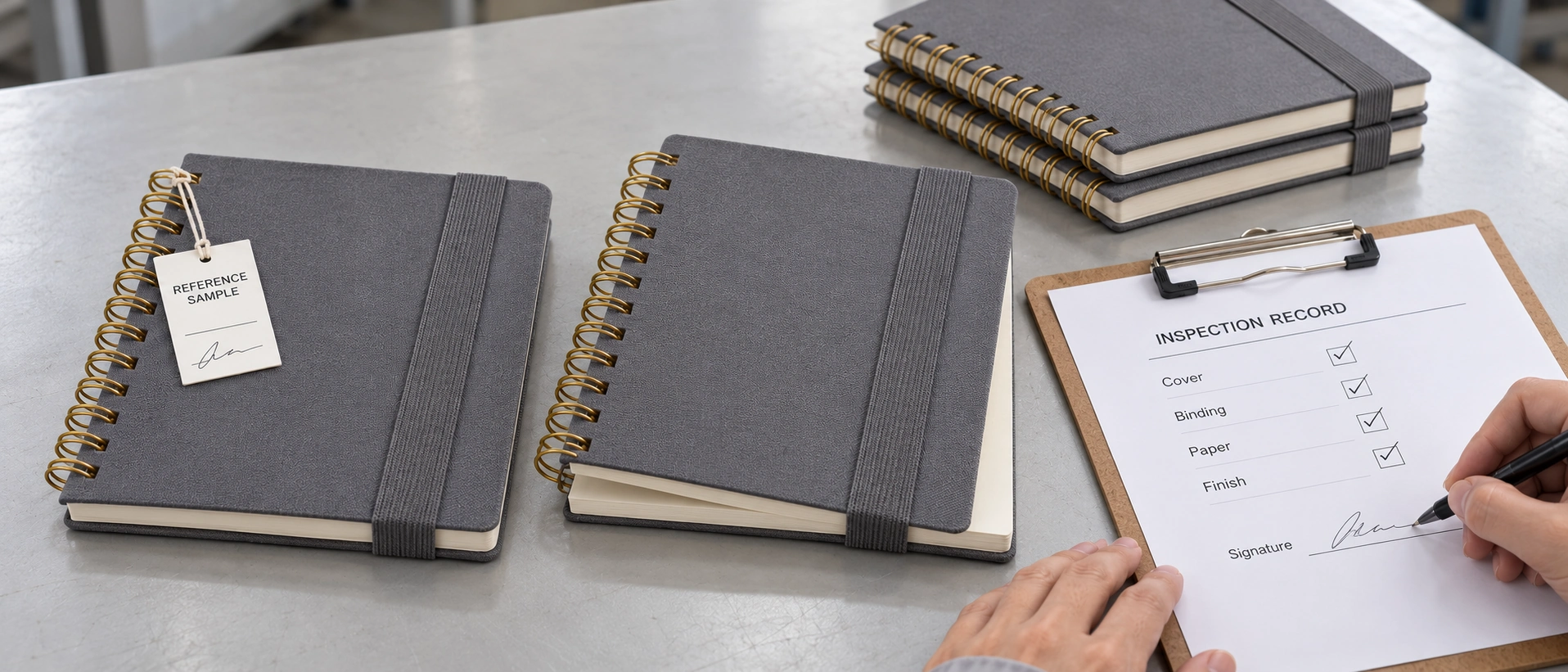 Inspection protocol and signed reference sample sign-off process for small-batch custom A5 notebooks to ensure production consistency Inspection protocol and signed reference sample sign-off process for small-batch custom A5 notebooks to ensure production consistency
