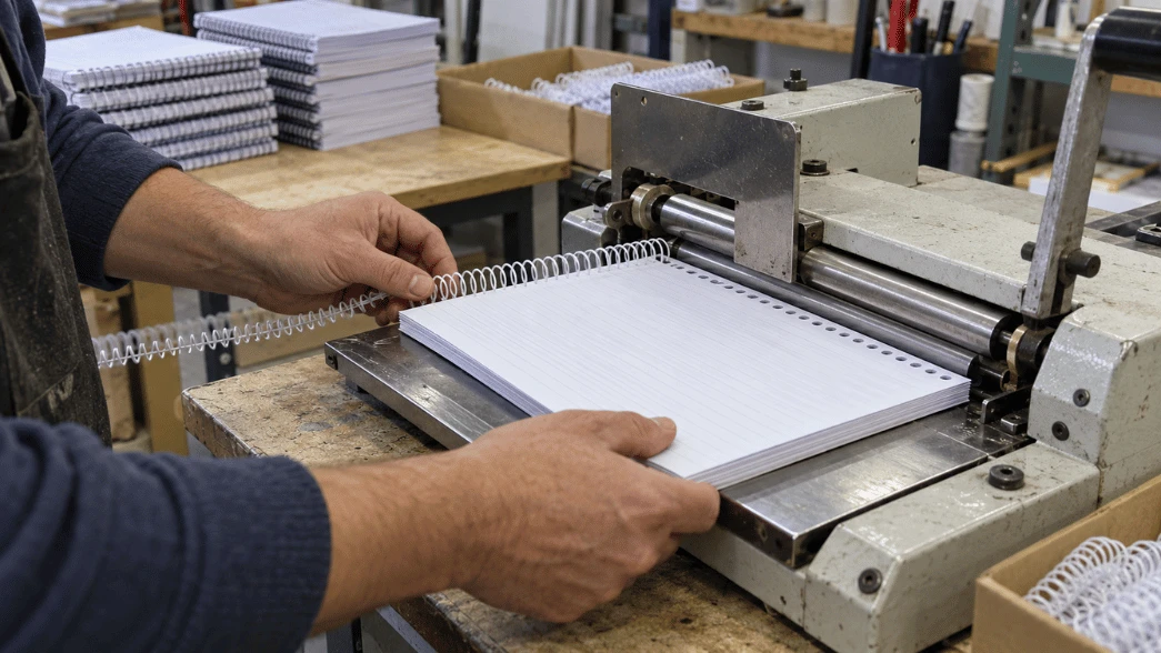 A controlled spiral coil insertion trial using a punched notebook block on a generic binding roller A controlled spiral coil insertion trial using a punched notebook block on a generic binding roller