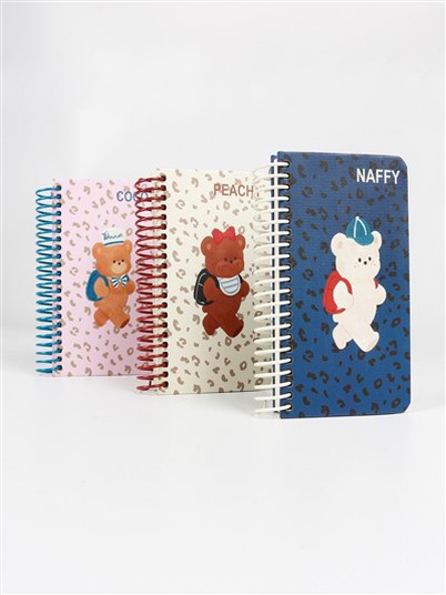 Leopard Pattern Little Bear Diary Mini A7 Coil Notebook Cute Animal Cartoon School Season Daily Coil Notebook Collection